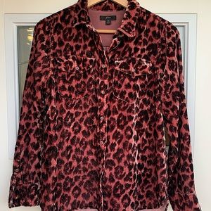 Jcrew leopard print velvet blouse